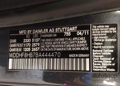 2011 Mercedes-Benz E 350 4Matic from USA, damaged, VIN WDDHF8HB7BA444470